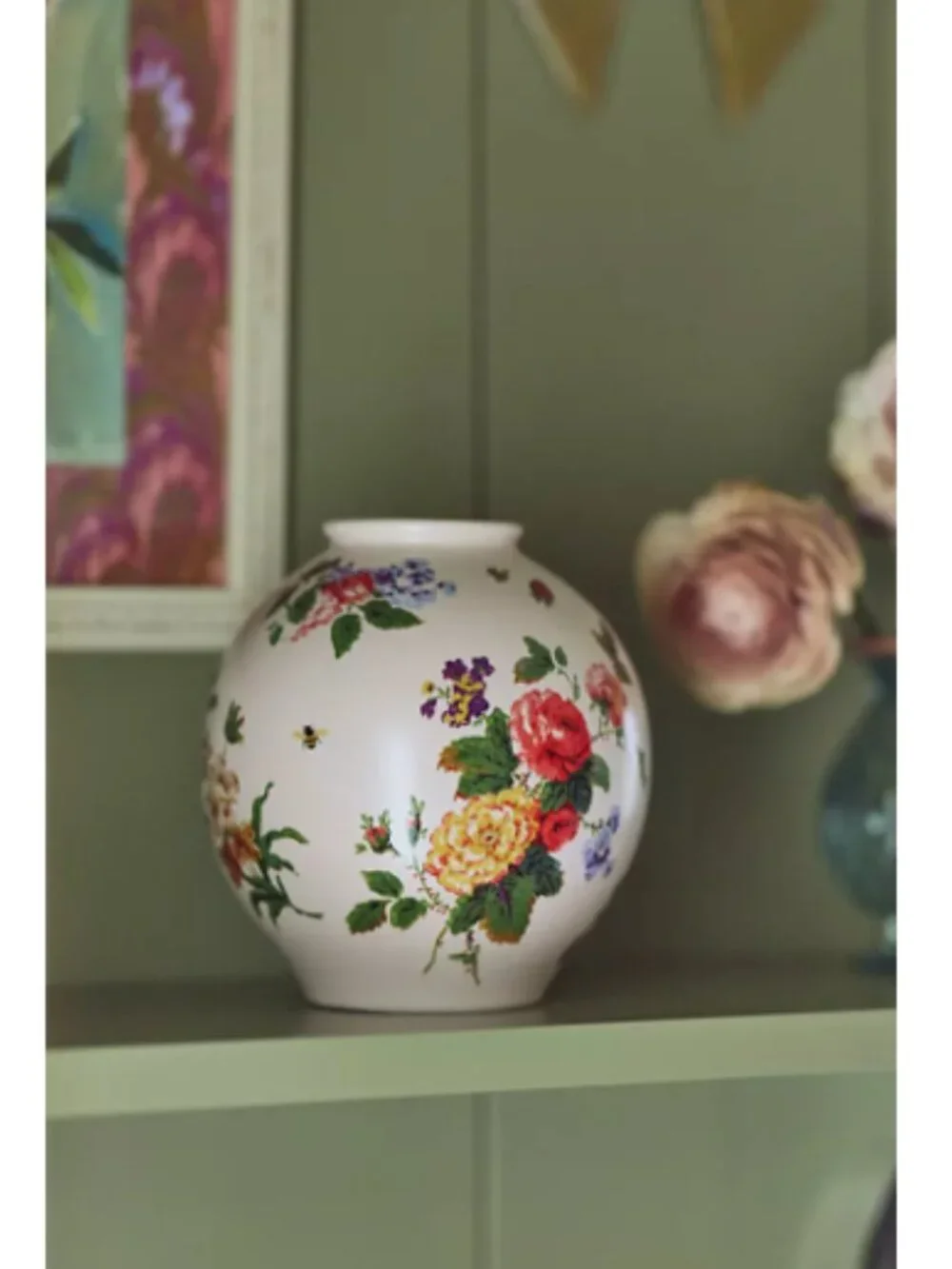 NIB Anthropologie Camille Floral Ceramic Vase